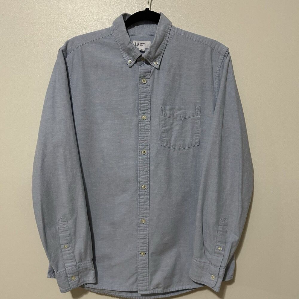 Gap Mens Shirt Size Medium Oxford Standard Fit Blue Long Sleeve